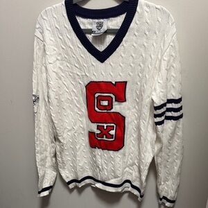 Chicago White Sox Cable Knit Sweater with Red Logo